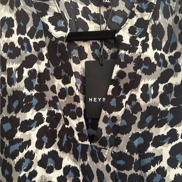 HEYSON Leopard Print Babydoll Dress NWT Women’s 1XL Long Sleeve Tiered Mini - Picture 6 of 7